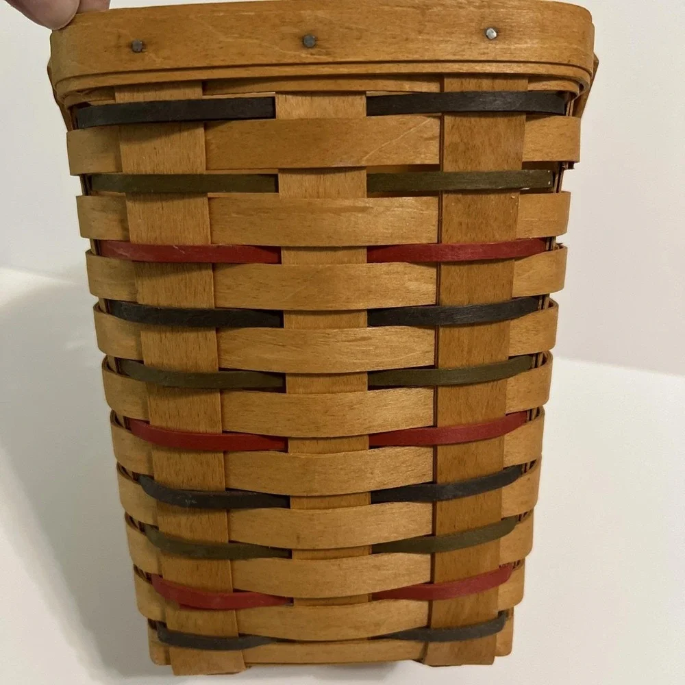 Vintage 1996 Longaberger‎ Large Peg Basket with Moveable Handle Red Green Blue
